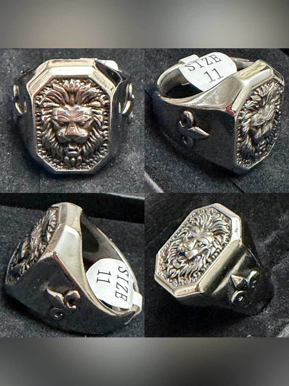 Men’s Metal Lion Head Ring Fleur De Lis Gothic Biker Size 11